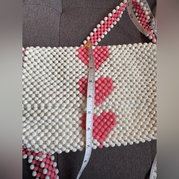 Isaac Mizrahi Beaded Heart Pattern Valentines Day Tote Purse Bag - Picture 7 of 8